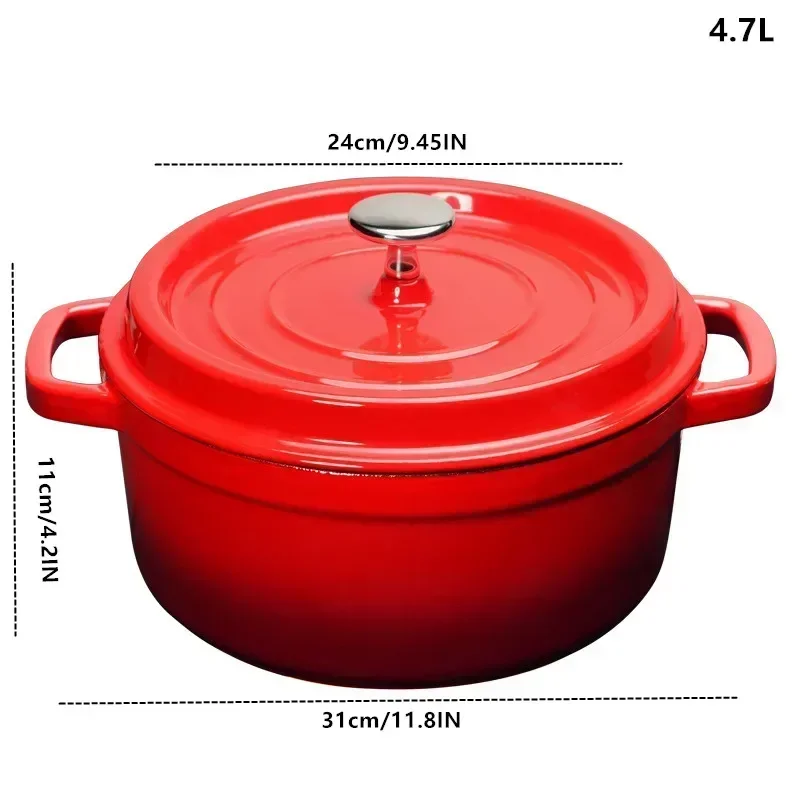 24cm Enameled Dutch Oven Pot with Lid Cast Iron Dutch Oven Dual Handles for Bread Baking Nonstick Enamel Coated Cookware