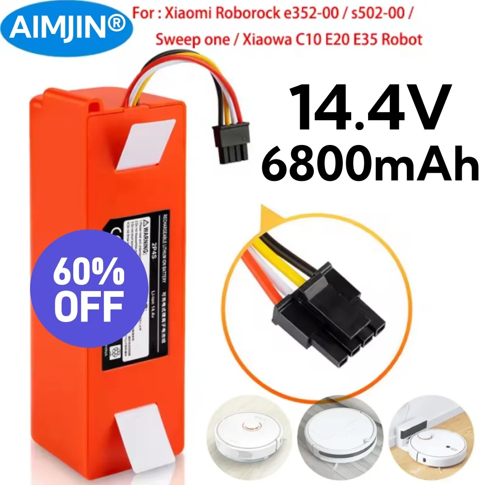 

New 6800mAh Li-ion BRR-1P4S-2600D Battery For Xiaomi Roborock e352-00 / s502-00 / Sweep One / Xiaowa C10 E20 E35 Robot Vacuum