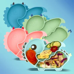 Baby Tableware Divided Dishes Silicone Suction Plate New Design for Baby Self Feeding Baby Bowls Non-Slip Plate