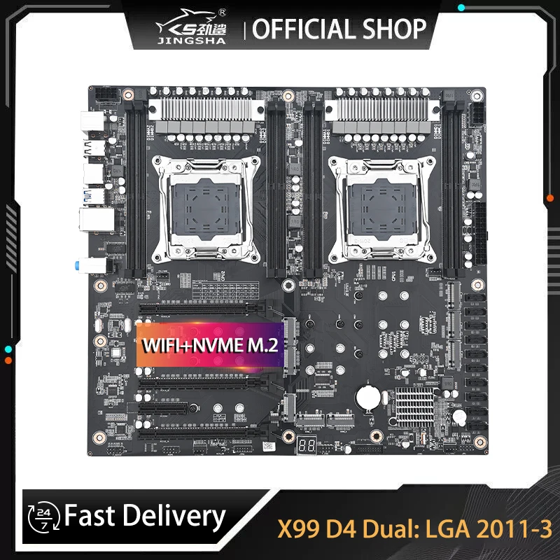 JINGSHA X99 D4 Dual Motherboard Socket LGA 2011-3 Motherboard 10 SATA Port For Chia X99 Placa Mae Support XEON V3/V4 Processor