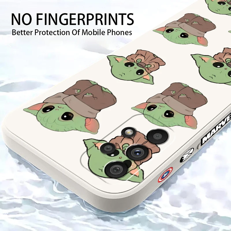 S-Star W-Wars Baby Yoda Cute Cartoon Liquid Left Rope For Samsung Note 20 10 A54 A31 A14 A03 A22 A34 A04 A24 Ultra Plus 5G
