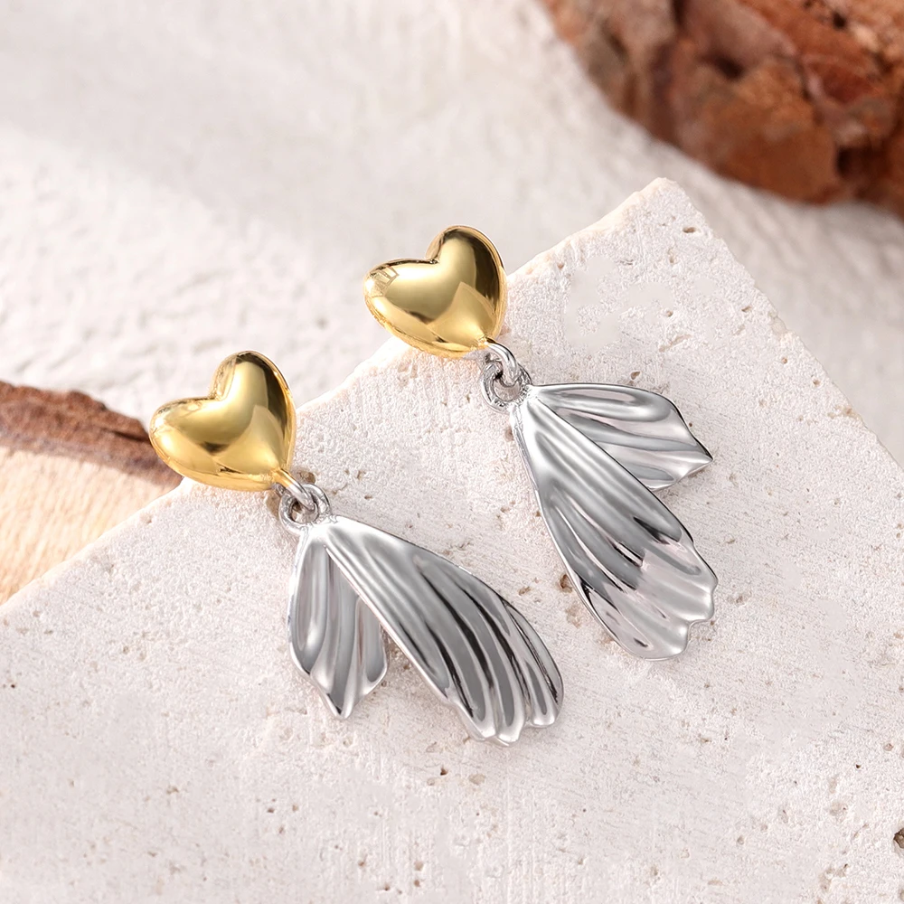 Pendientes de plata de ley 925 con forma de corazón para mujer, aretes colgantes con forma de cola de ballena, Animal marino, regalo de cumpleaños y Navidad