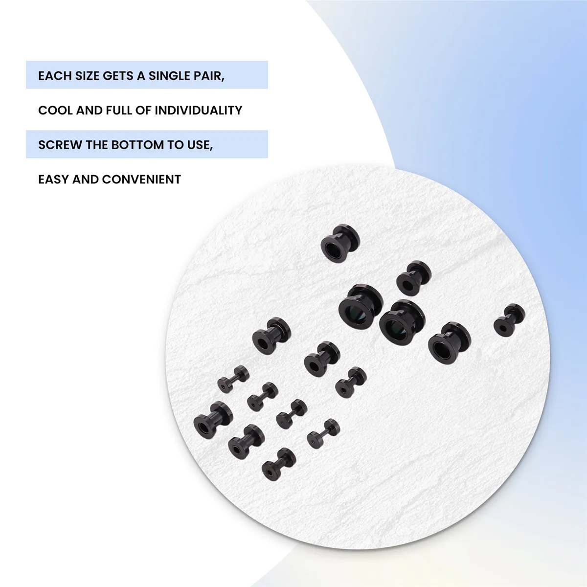 FZFZ 스테인레스 스틸 이어 터널 플러그 이어 스트레쳐 익스팬더 1.6-10mm 16개 세트 블랙