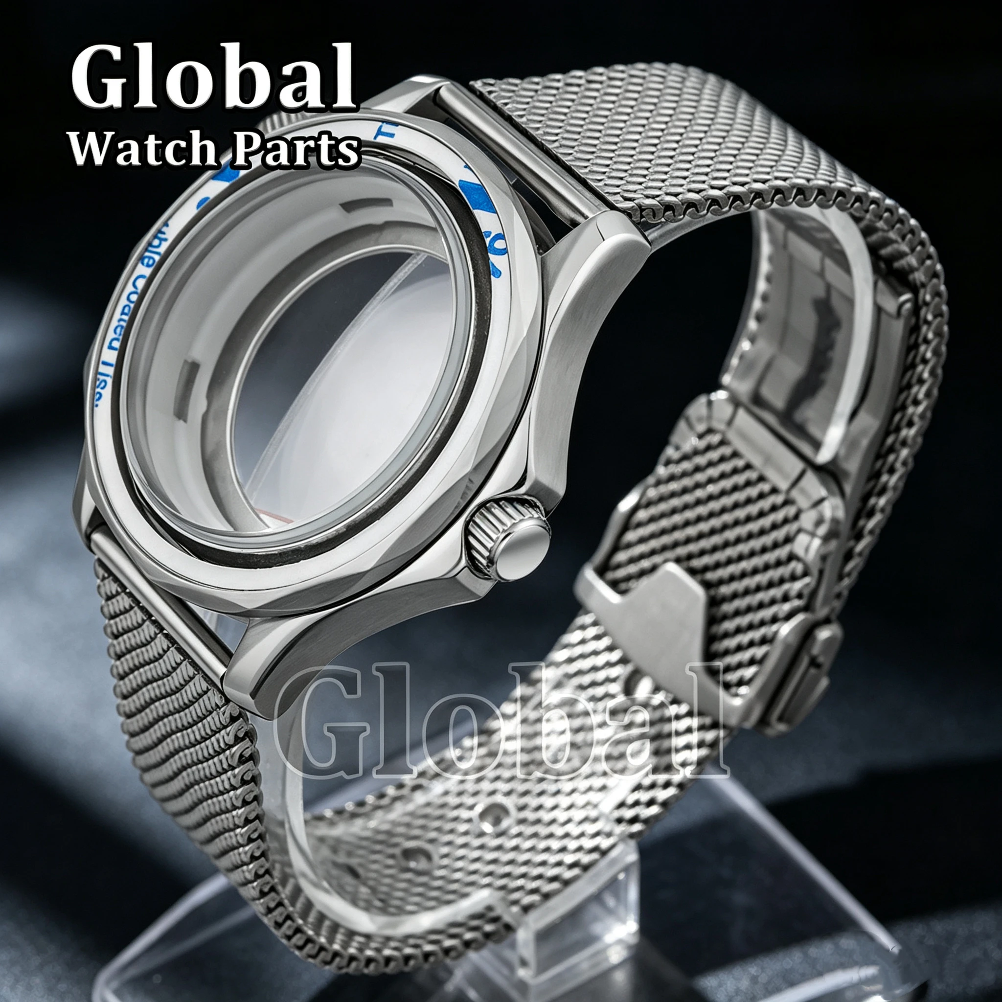 

316L Stainless Steel Watch Case 10ATM Waterproof Glass Bottom Watch Accessories Fit NH35/NH36 Movement for Mod Seamaster 300