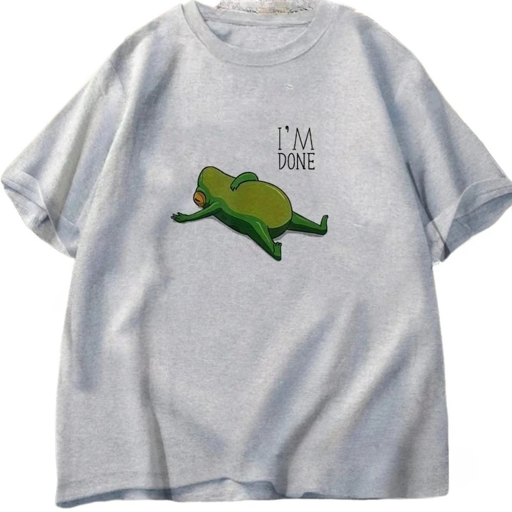 I Am A Frog Print T-shirt, Women's Round Neck Short Sleeve Casual T-shirt, Street Style Top.Summer Streetwear Graphic T Shirts