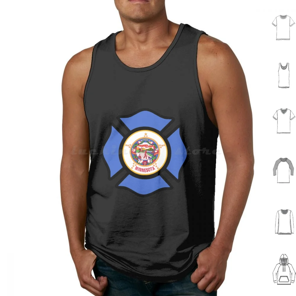Minnesota Maltese Cross Tank Tops Print Cotton Minnesota Native Firefighter Fireman Fire Department Volunteer