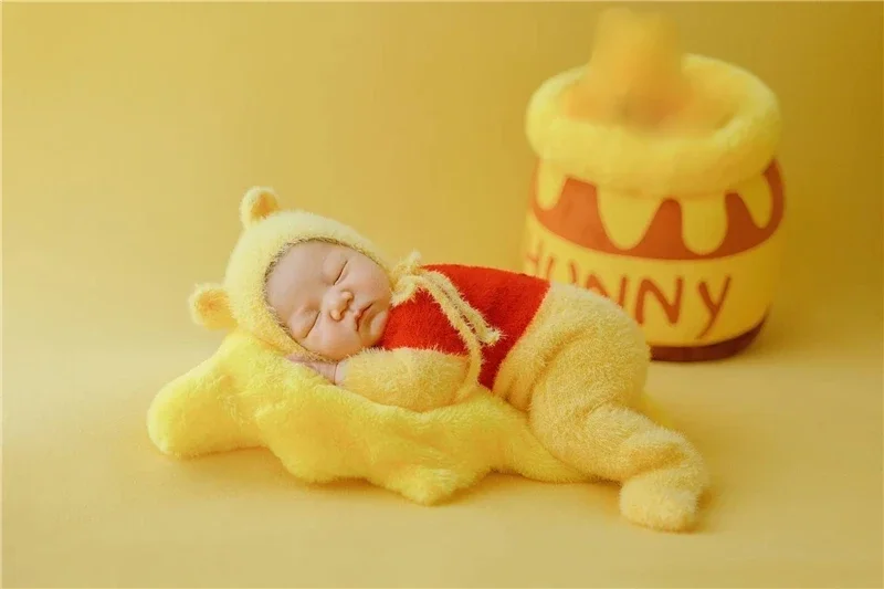 Puntelli per fotografia per neonato Set a tema orso Honneypot Sacco a pelo Abiti Decorazioni Coperta Studio Shoot Photo Prop