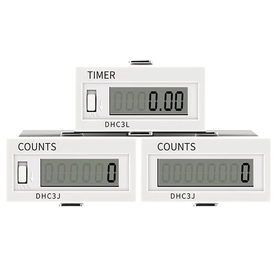 Wooeight 1Pc Digital Counter DHC3L DHC3J Electronic Meter Timer Time Switch With LCD 6/8 Digit Display Contact No Voltage