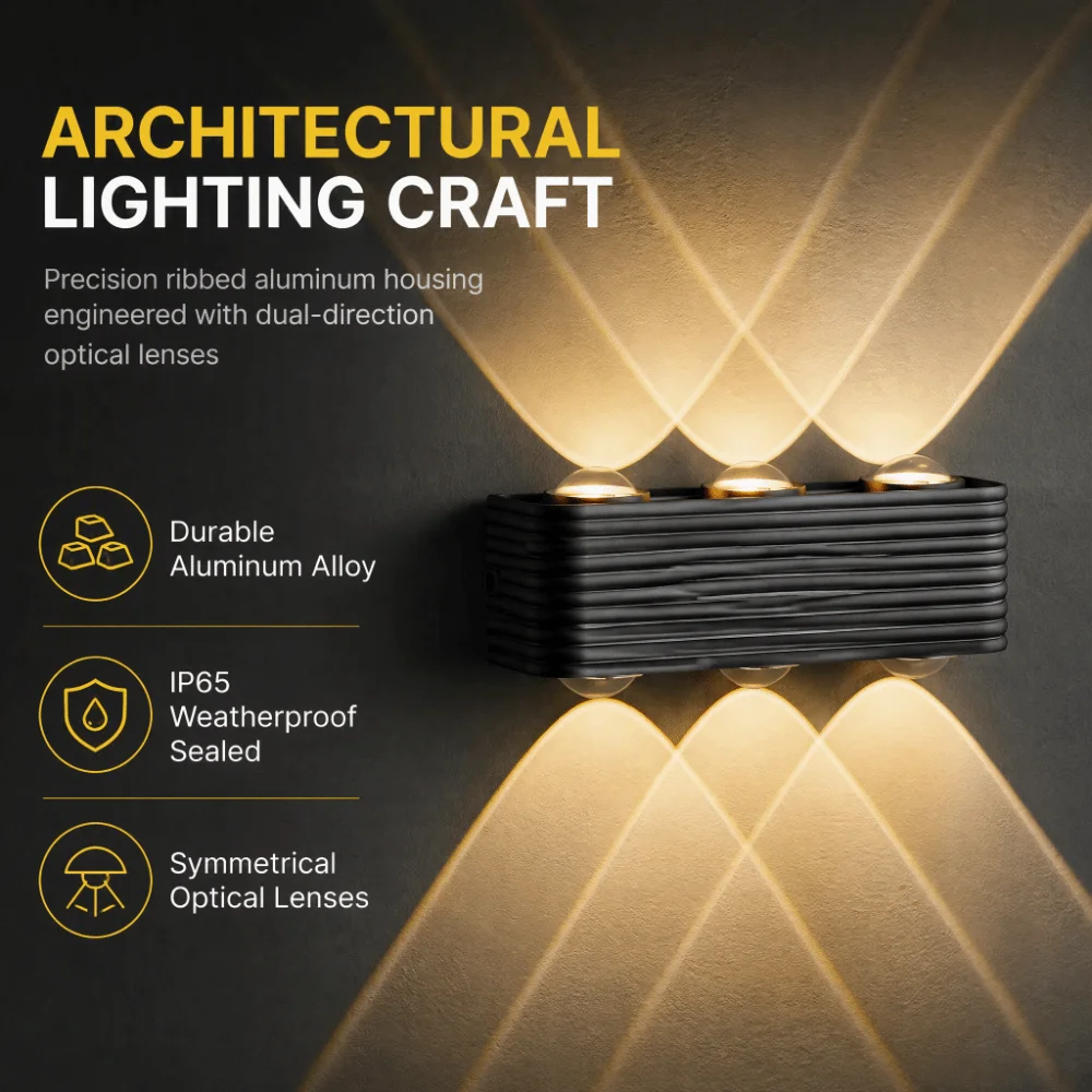 Waterproof LED Wall Sconce Warm Light Minimalist Design Double Head Wall Sconce Stable Structure Easy to Mount Wash Wall Light
