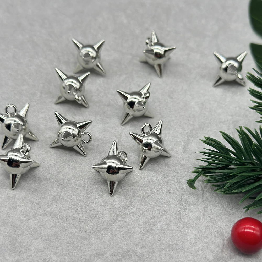 10pcs 15mm*15mm Gothic 3D Spiky Ball Pendant DIY Jewelry Finding Spike Morning Star Flail Dangle Charms Jewelry Making