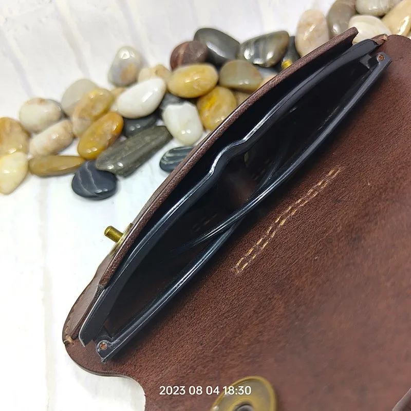 Blongk Glasses Case Waist Bag Handmade Genuine Leather Portable Sunglasses Box Pocket Belt Pack for Men Women YJHd-7L