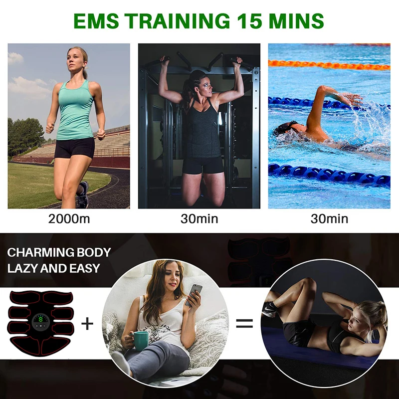 Smart EMS Wireless Muscle Stimulator Fitness Trainer Abdominal Training Electric Weight Loss Stickers Body Slimming Equipment