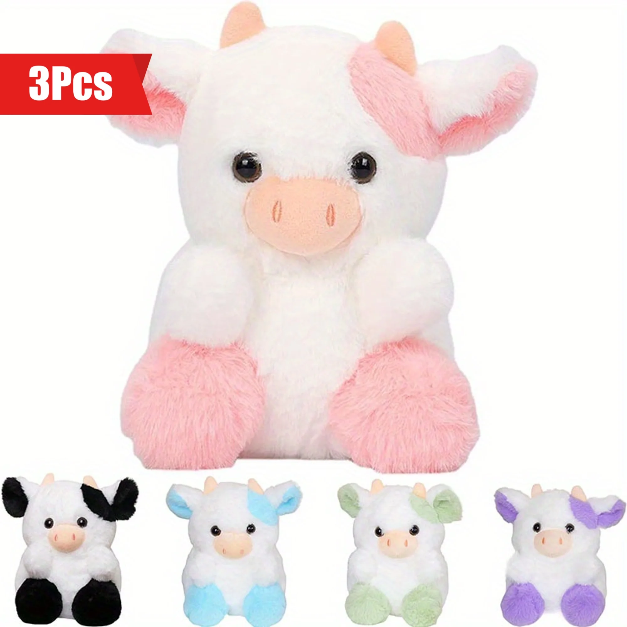 

3 Pack Cute Pink Cow Combination Plush Toy Home Decoration Children Birthday Gift Christmas Halloween Holiday Gift