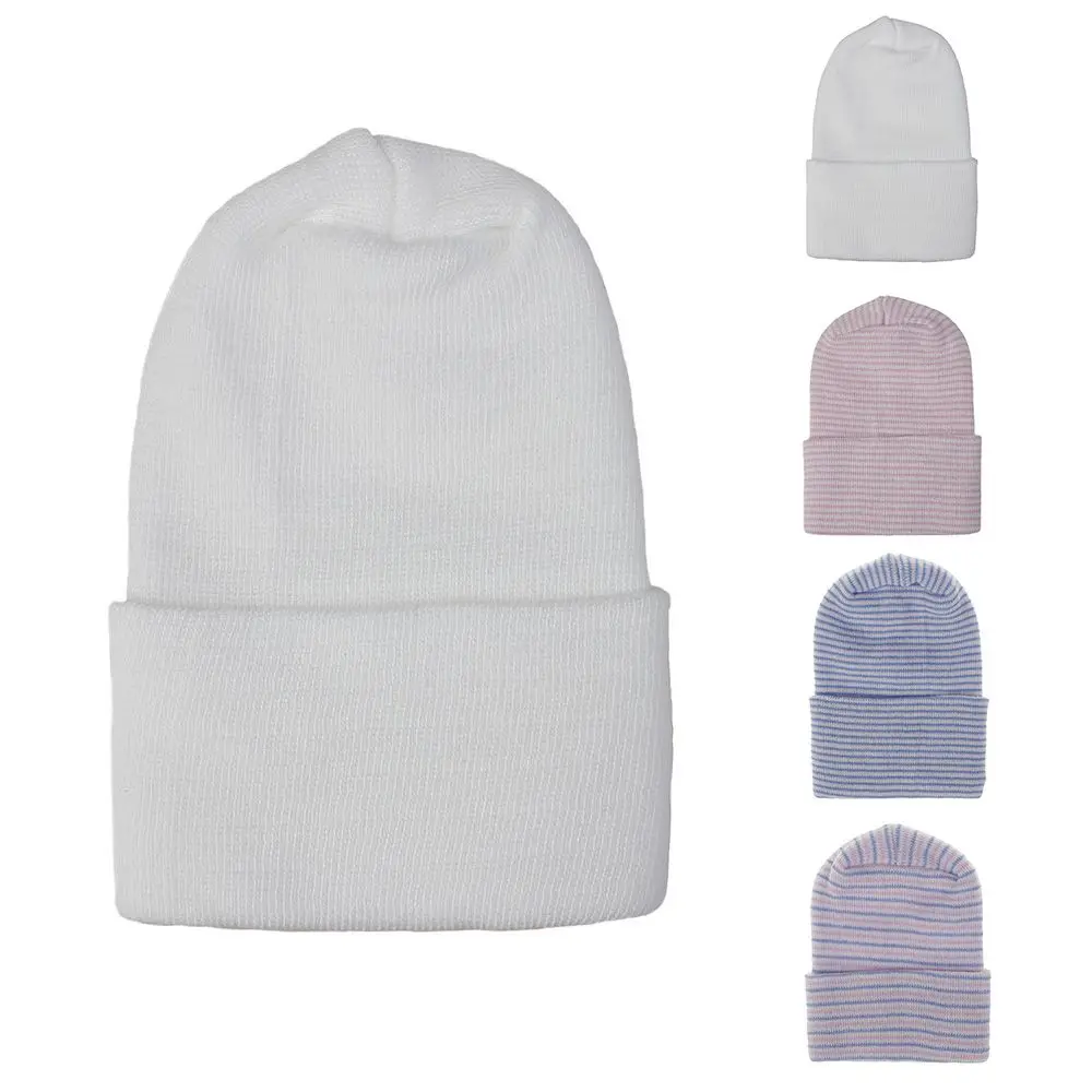 Topi rajut sifon untuk bayi, topi Beanie Rumah Sakit bergaris, topi bayi baru lahir warna polos lembut, topi Nursy barang nyaman, properti foto