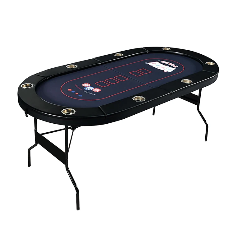 Wholesale Modern 8-Player Oval Folding Texas Poker Table Melamine Top Custom Blackjack Mahjong Gambling Set Eco-Friendly Factory