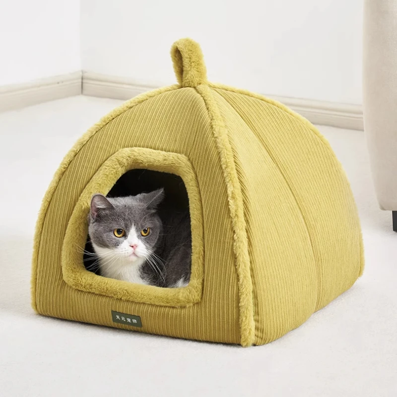 

Warm Semi-Enclosed Cat House Soft Cats Bed Kennel for Small Dogs Cats Deep Sleep Pet Basket Cozy Kitten Lounger Cat Accessories