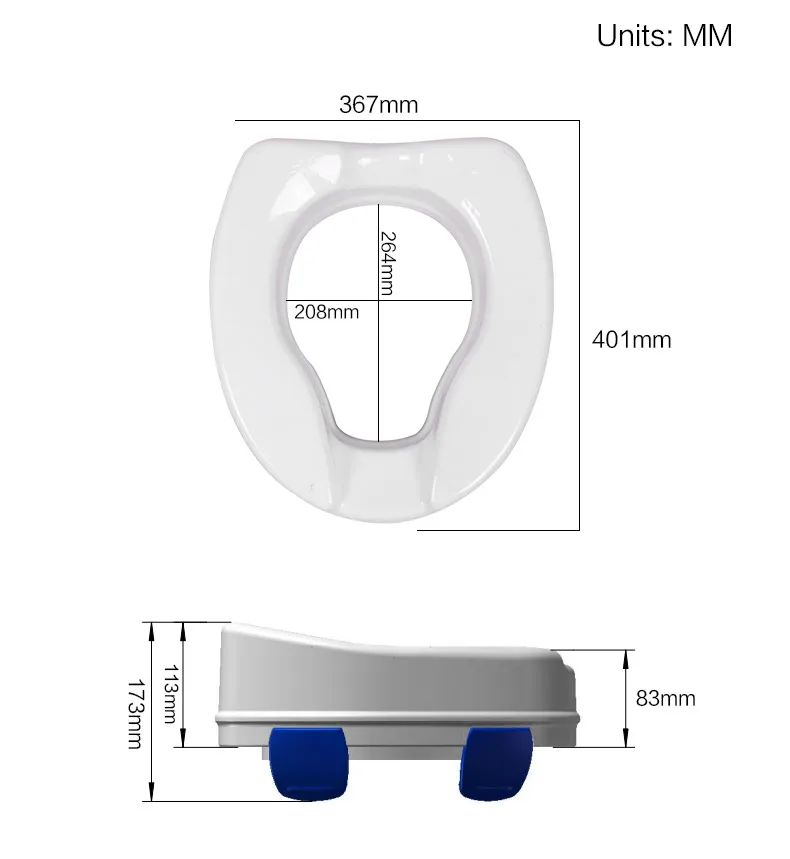 Suncare Home Care 2-inch portable raised toilet seat, easy to self-assemble for the elderly