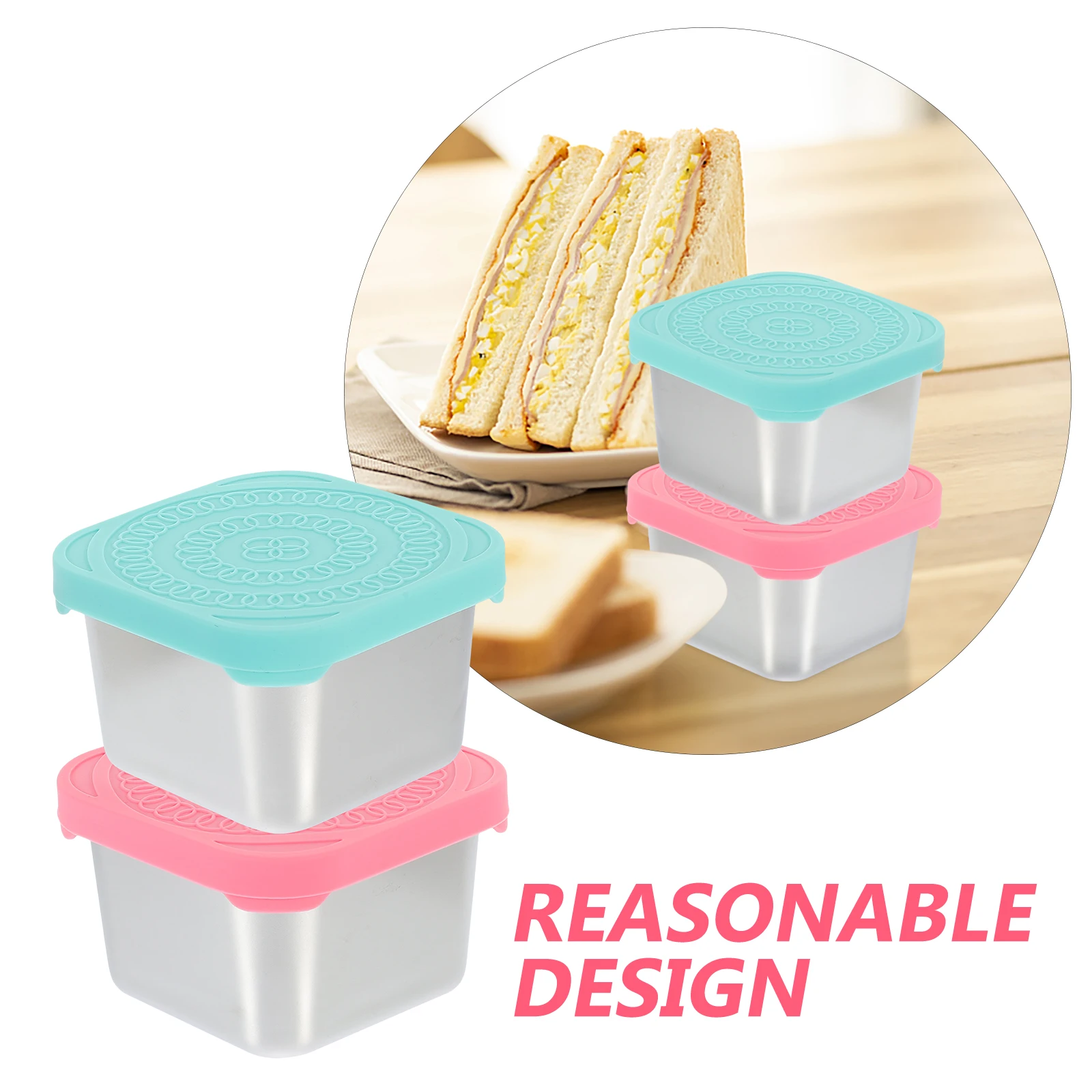 

2pcs Stainless Steel Sauce Cups Leak Proof Condiment Containers Reusable Storage Boxes For Salad Dressing Sauces Mustard