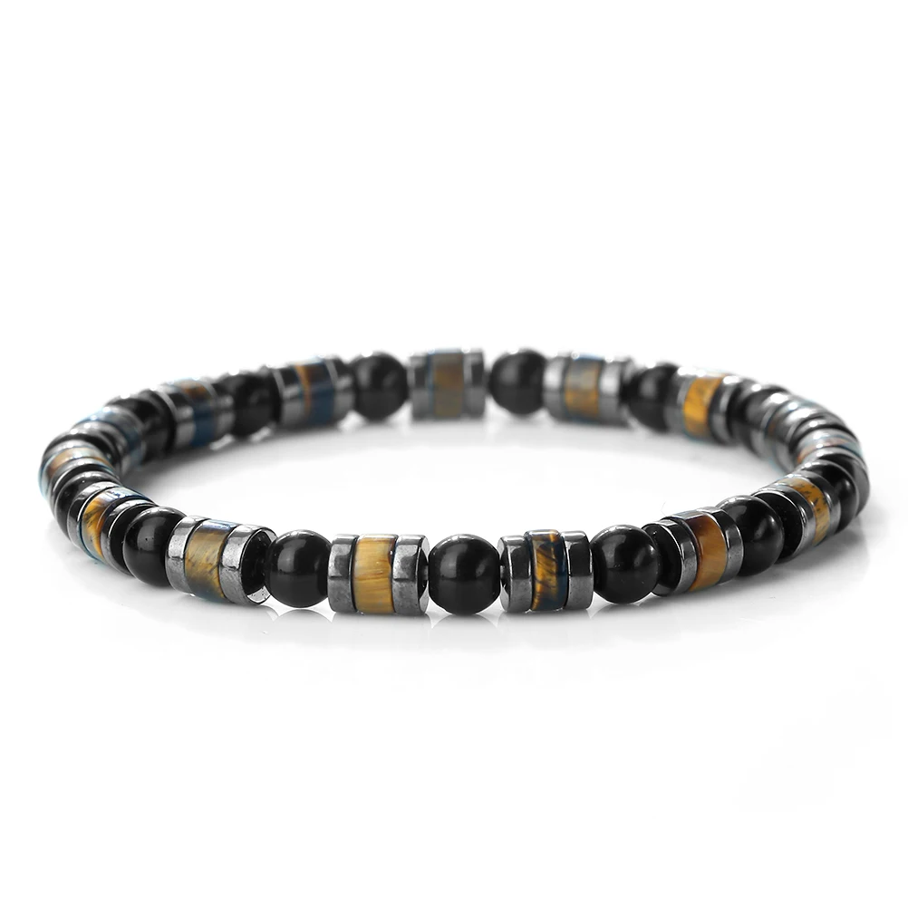 Fashion Natural Stone Bracelets For Men Hematite Volcanic Stone Bracelet Tibetan Buddha Elastic Bangle Women Health Care Jewelry