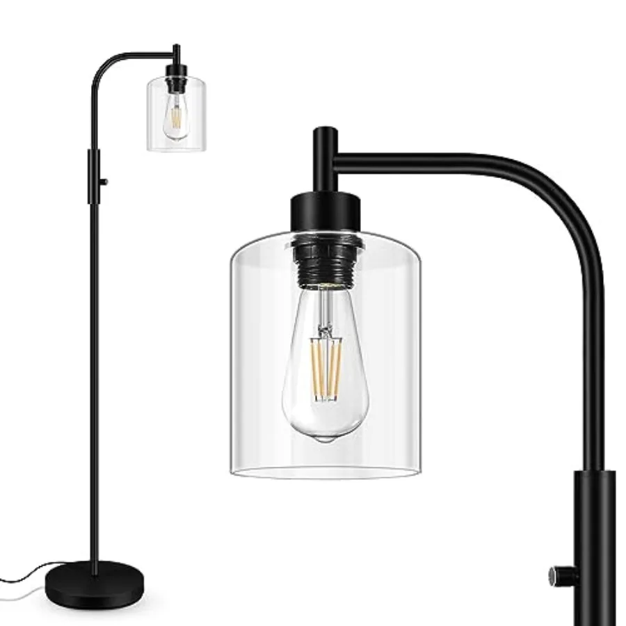 

Dimmable Floor Lamp Standing Lamp with Glass Lampshade 6W LED Bulb Included Modern Standing Lamp Bright LED Lamp for Living Roo
