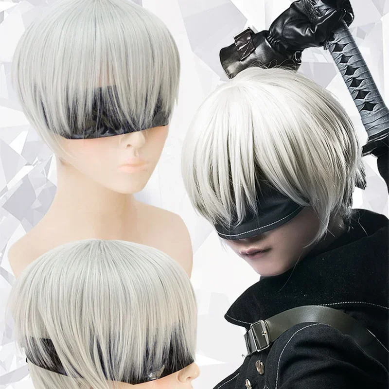 NieR: Automata 2B 9S Anime Cos Wig Silver Grey Short Straight Cosplay Synthetic Wig YoRHa No.9 Model S Wig