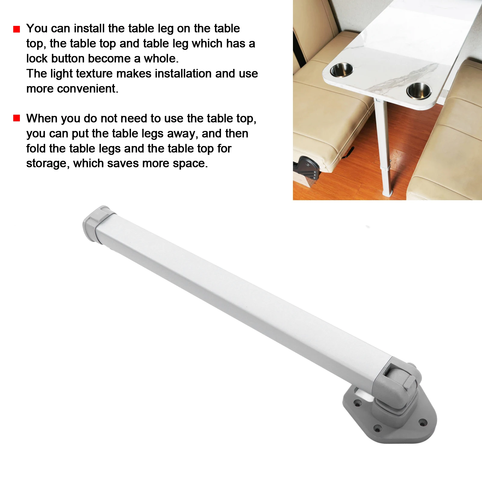 RV Table Leg 510-760mm Height Adjustable Telescopic Folding Leg Detachable Camping Dining Support HT-RTT Motorhome Accessory