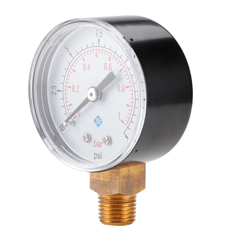Pressure Gauge 50mm 0~15psi 0~1bar Pool Filter Water Pressure Hydraulic Pressure Gauge Meter Manometer 1/4