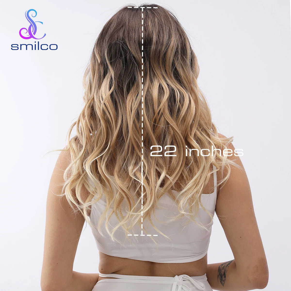 Smilco-peluca sintética para mujer, pelo largo y rizado, ondulado, parte media, resistente al calor, encaje frontal, 22 pulgadas, uso diario, fiesta