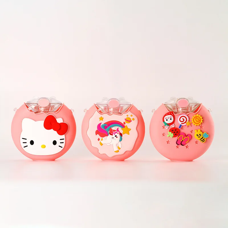 Sanrio Hello Kitty Kuromi My Melody Cinnamoroll Plastic Water Cup Cartoon Straw Cup Outdoor Portable Cup Rope Drinkware