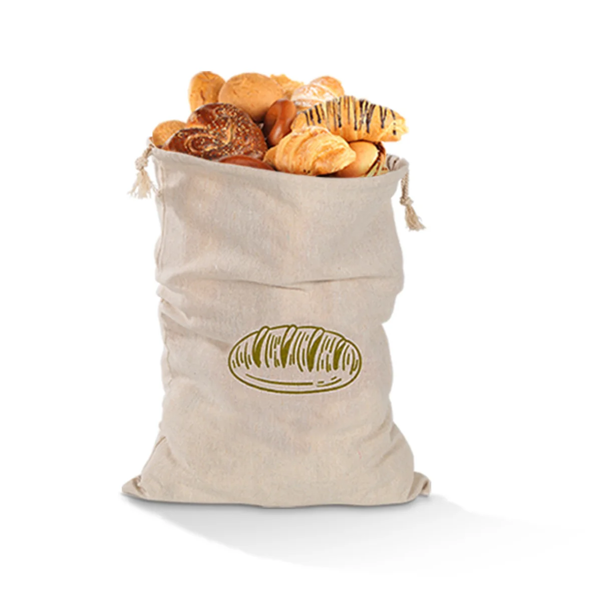 Linnen broodzakken Herbruikbare tas met trekkoord voor brood Zelfgemaakte ambachtelijke broodopbergtas Linnen broodzakken voor stokbrood