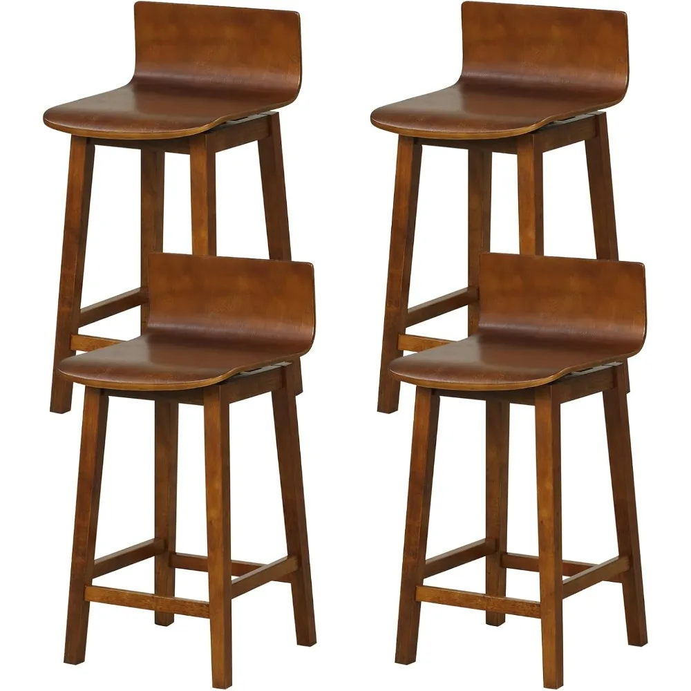 

Swivel Solid Wood Bar Stools Counter Height Chairs with Low Back, Footrest, Farmhouse Wooden Armless barstools for Kitchen