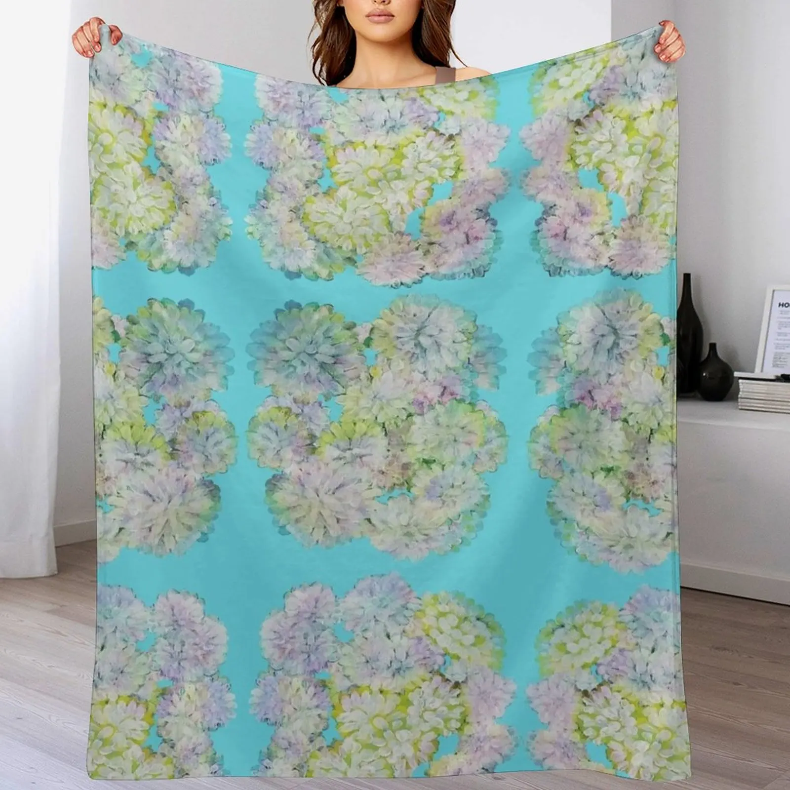 Blooming Flower-Textured Painting Throw Blanket Soft Plush Plaid Luxury Brand Blankets For Sofas Blankets