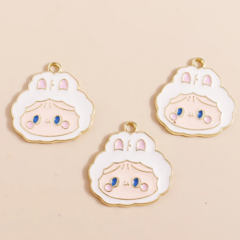 10pcs Enamel Mini Rabbit Charms for DIY Jewelry Making