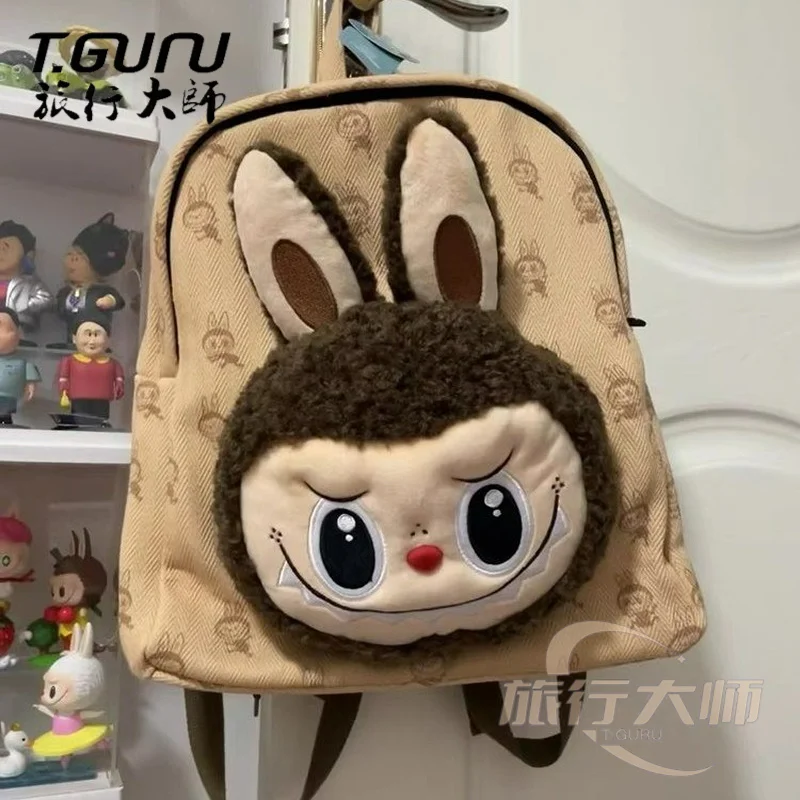 New Hot Labubus Monster Plush Doll Backpack Cute Large Capacity Doll Schoolbag Outdoor Travel Bag Cartoon Kid Bags Children Gift