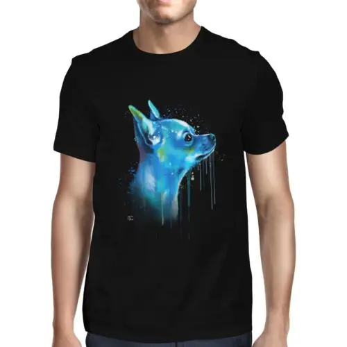 Camiseta Polarshe 1Tee para hombre, camisa con estampado de acuarela abstracta, perro Chihuahua