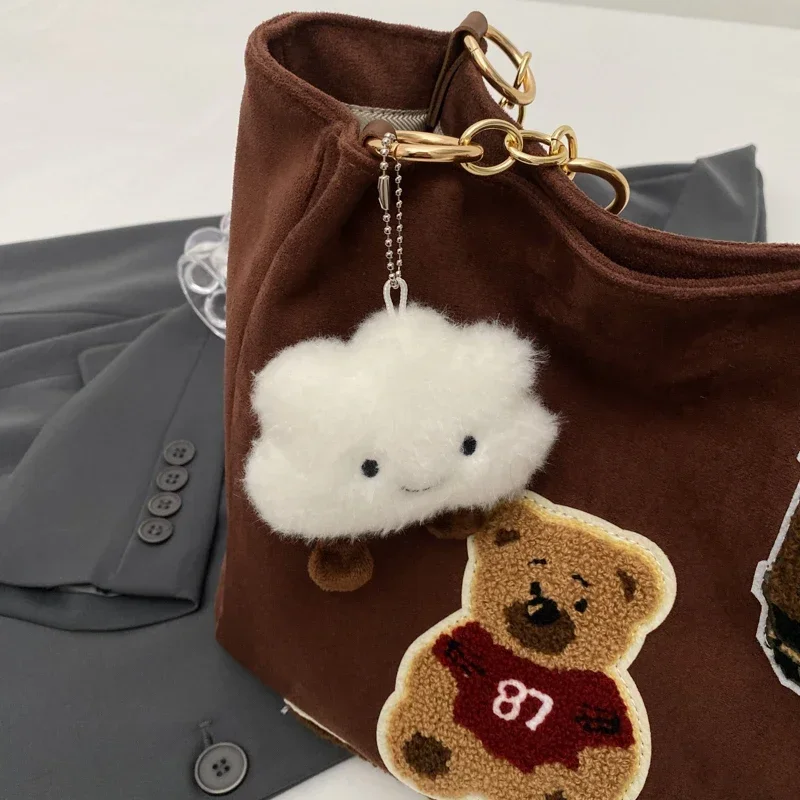 High End Retro Frosted Tote Bag 2024 Autumn and Winter Fashionable Versatile Crossbody Bag Large Capacity Cute Little Bear Bag