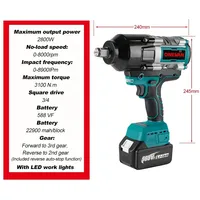 NEW ONEVAN 3100NM Brushless Electric Wrench 3/4 Inch Cordless Impact Wrench 588VF Battery Handheld Power Tool for Makita 18v Bat