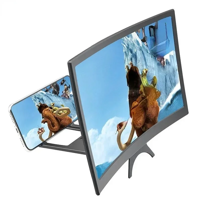 

3D Mobile Phone Video Screen Projector HD Expander, 14 Inch Curved Screen Magnifier Amplifier
