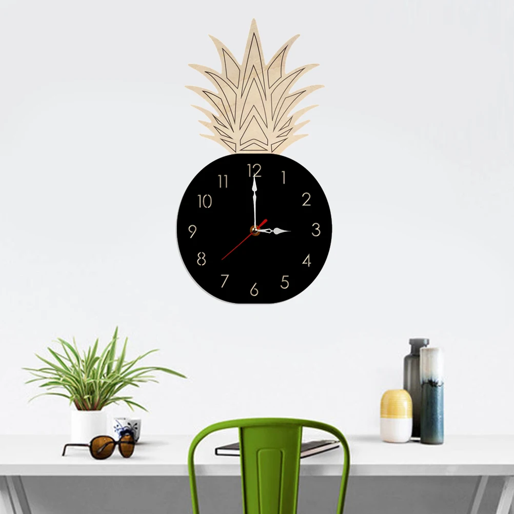 

Silent Fruit Shape Wall Nordic Style Pineapple Cartoon for Kids Bedroom Living Room Office Decor Yellow Acrylic DIY Clock