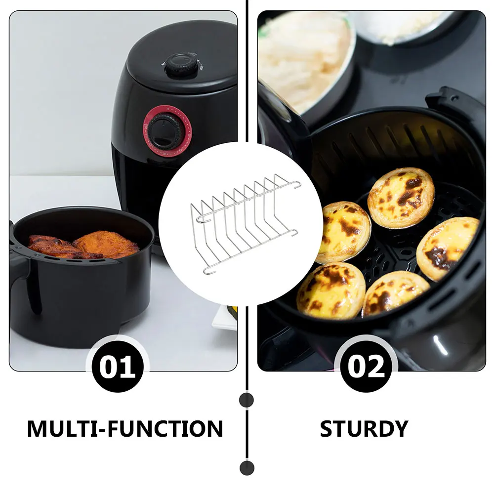 

Stainless Steel Bread Toast Rack Air Fryer Accessory Multi Function Grilling Rack Oven Roasting Tool Heat Resistant