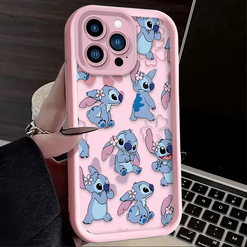 Disney Stitch Silicone Case for iPhone 16 15 14 13 12 11 Pro Max XS X XR 8 7 6S Plus SE 2020 Shockproof Cartoon Soft Back Cover