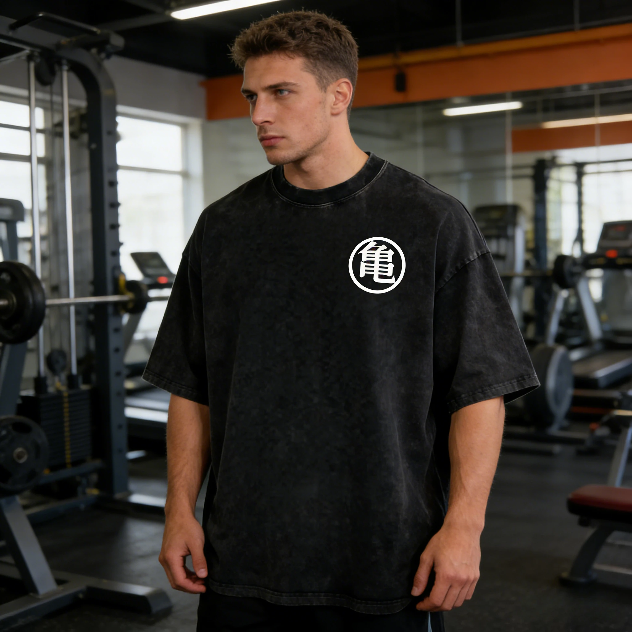 

2026 Vintage Washed Dragon Ball Kame Symbol Family Matching T-Shirt Oversized Anime Graphic Tees Gym Casual Parent-Child Outfits