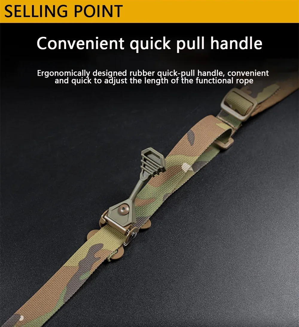 Ferro Style Tactical Rifle 2 Point Sling Combat Modular Shoulder Strap Quick Adjust Rubber Pull Tab M4 AK Sling Outdoory Airsoft