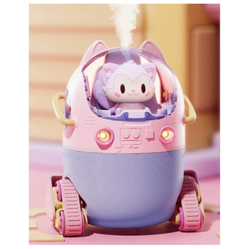 PHILE-Portable Home Humidifier Office USB Cute Cartoon Tank Car 220ML Air Humidifier With LED Light