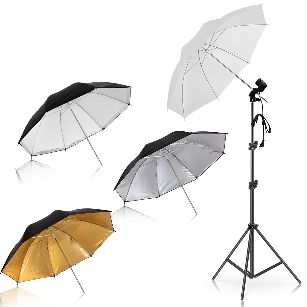 4 pezzi 83 cm studio fotografico ombrello fotografia foto video luce riflettore bianco ombrello senza supporto nastro oro nero 3 colori