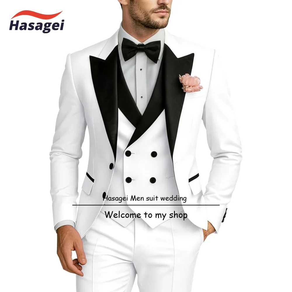

Formal Men Tuxedo Peak Lapel Suits for Men Slim Fit 3 Piece Wedding Men's Tuxedos Suit Set