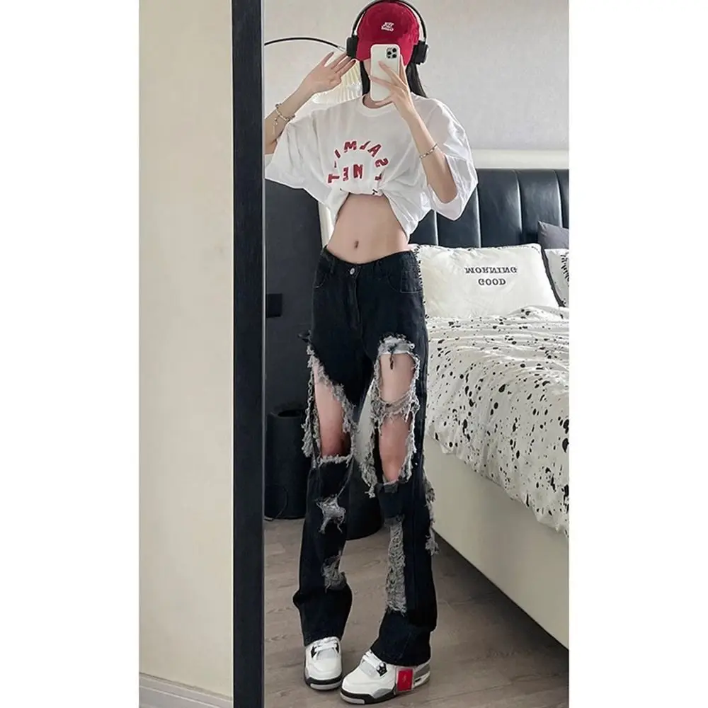 

Jean en Denim rétro décontracté pour femmes, pantalon d'été polyvalent en forme de poire, ample, amincissant, longueur au sol, t