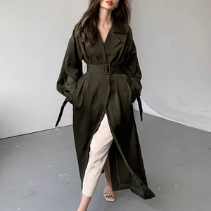 Lautar-Tench-Mantel lang grün für Frauen mit Gürtel, einzeln 8 Hauptverkäufe hauptsächlich Frauen für Frauen - №8