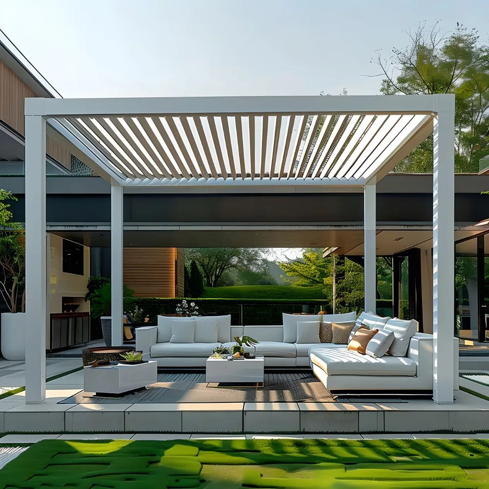 Luxury Bioclimatic Aluminum Gazebo, Motorized Louver Pergola, Waterproof Outdoor Pavilion for Backyard Garden Construction image 6