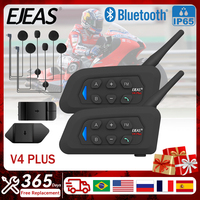 EJEAS V4 Plus Motorcycle Intercom Bluetooth Wireless Helmet Headset IP65 Waterproof FM Radio, Group Talking for 4 Rider 1500M